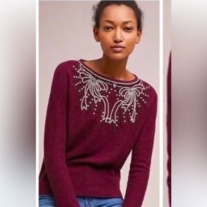 Anthro Field & Flower Beaded Sweater